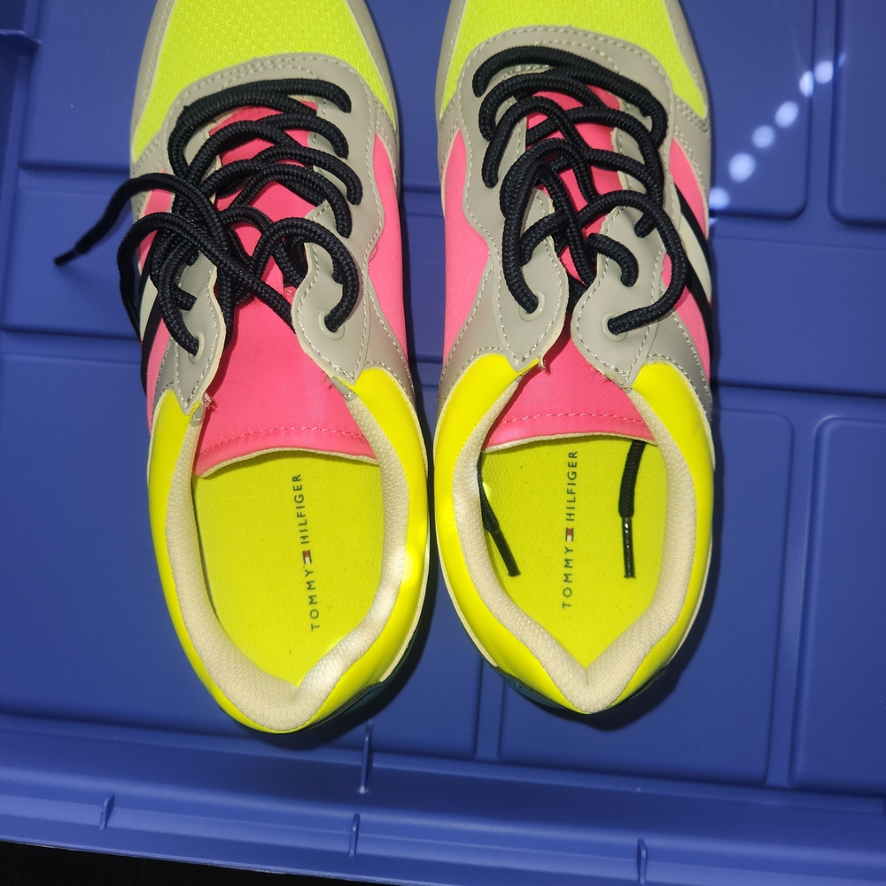 Tommy Hilfiger Neon Yellow and Pink Sneakers